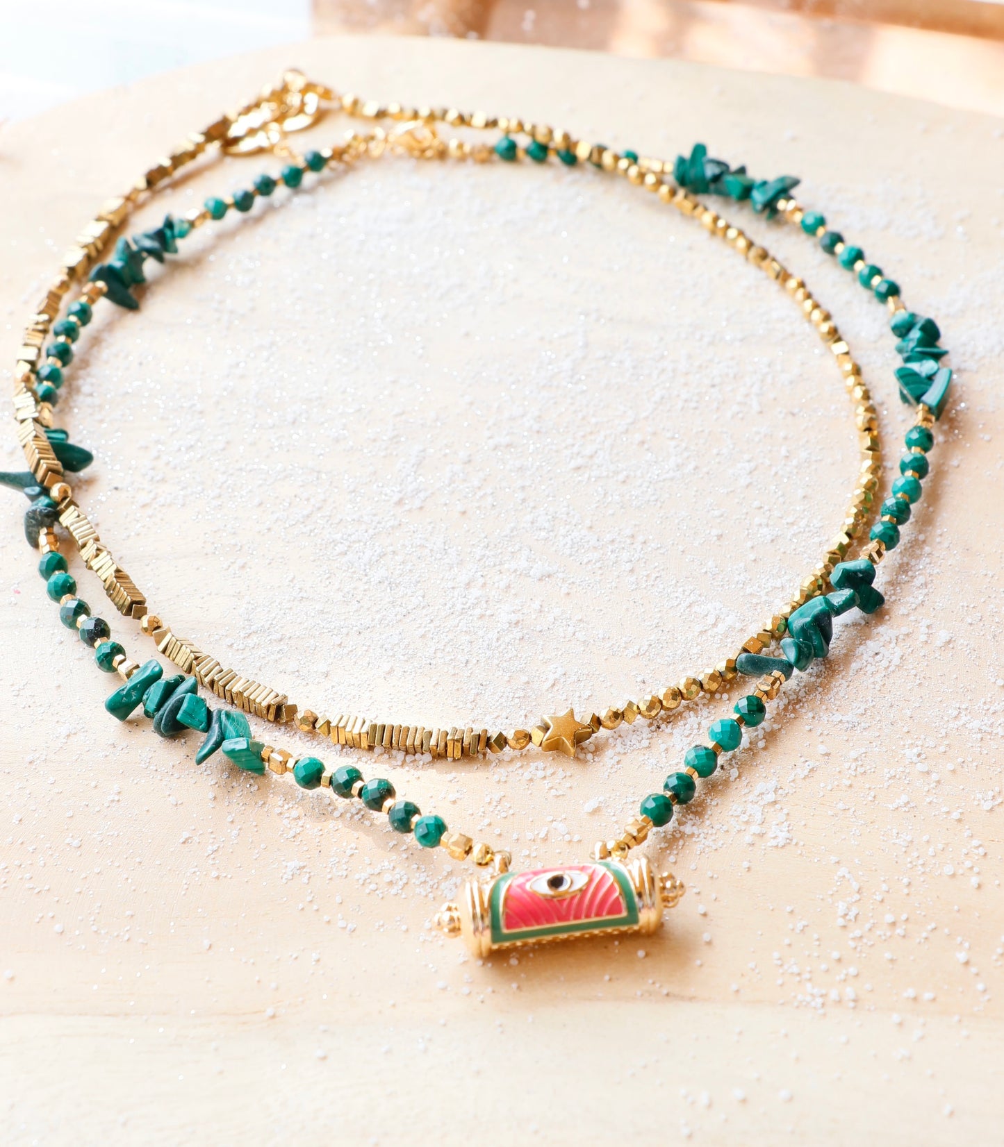 Collier Tour de Cou PARIVARTANA – Transformation & Guérison du Corps en Malachite