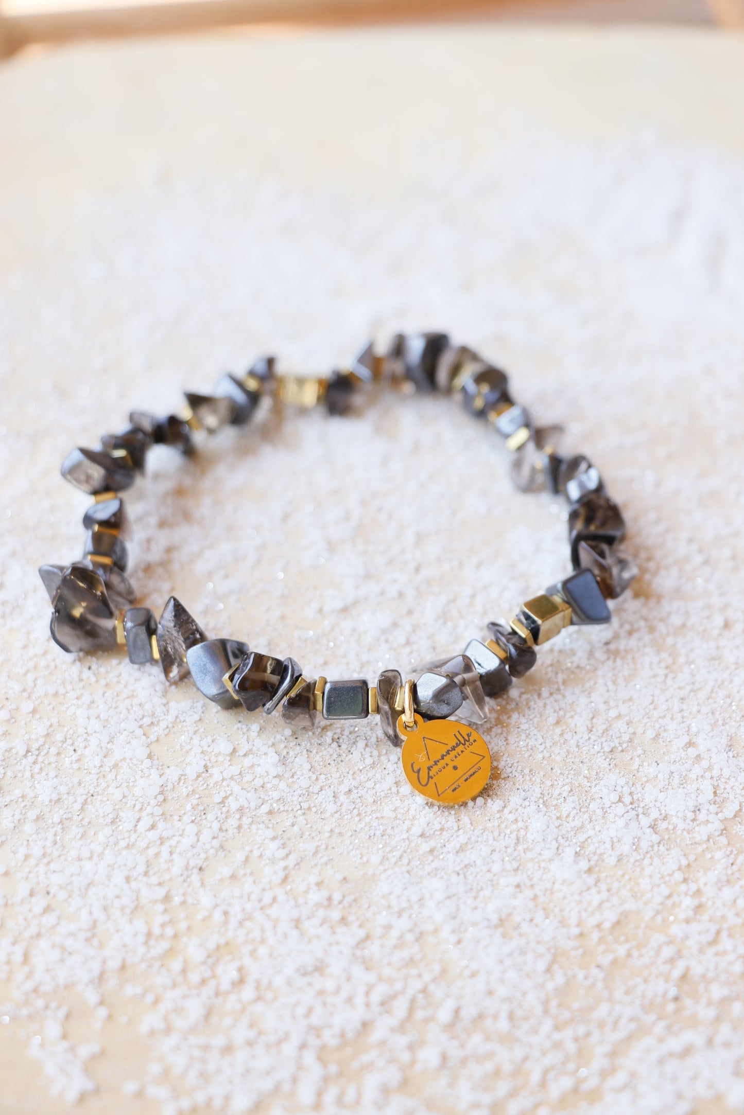 Bracelet KSHANTI en Quartz Fumé et hématite naturelle – Clarté intérieure & Ancrage émotionnel