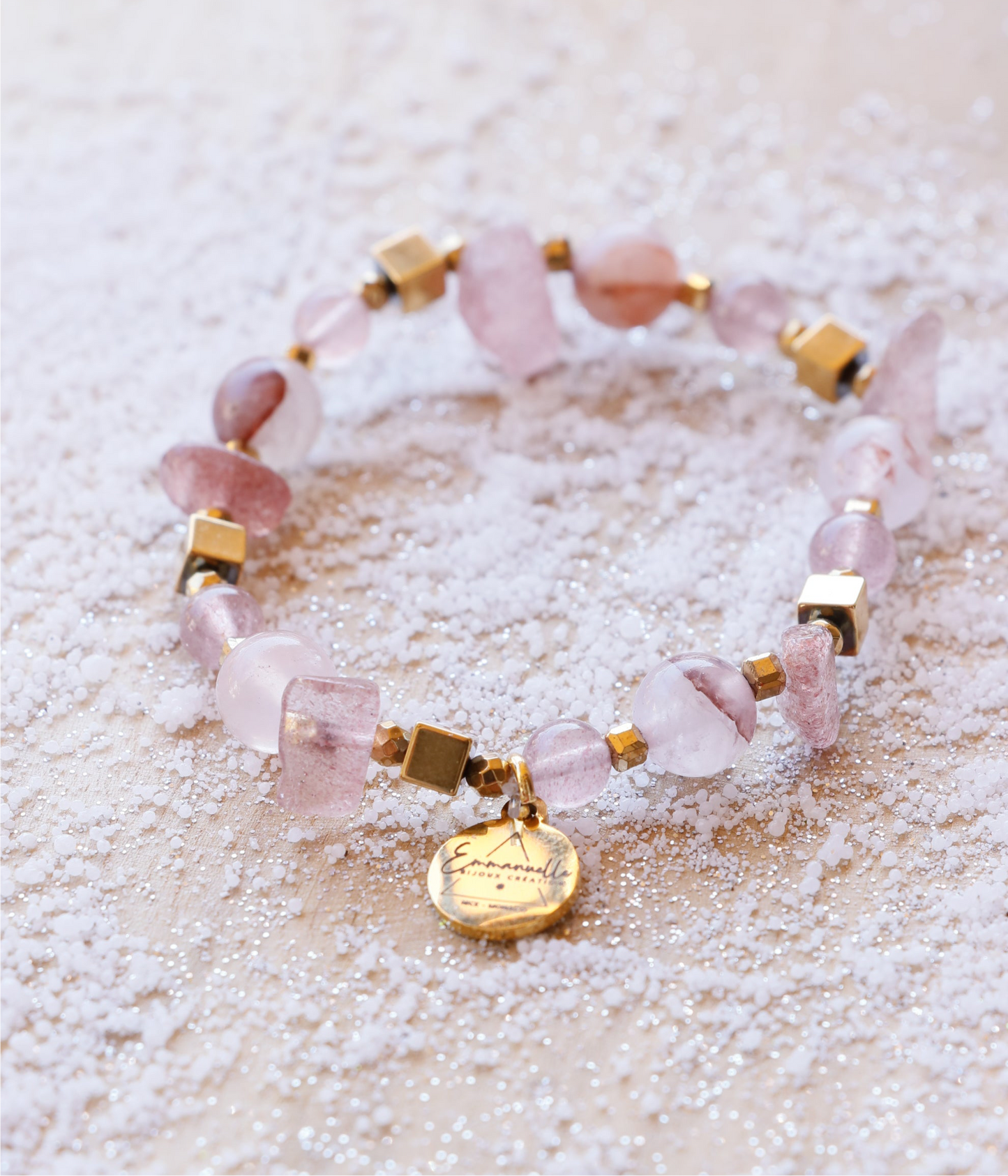 Bracelet simple RASA en Quartz Framboise – Joie de vivre, Douceur & Amour de soi