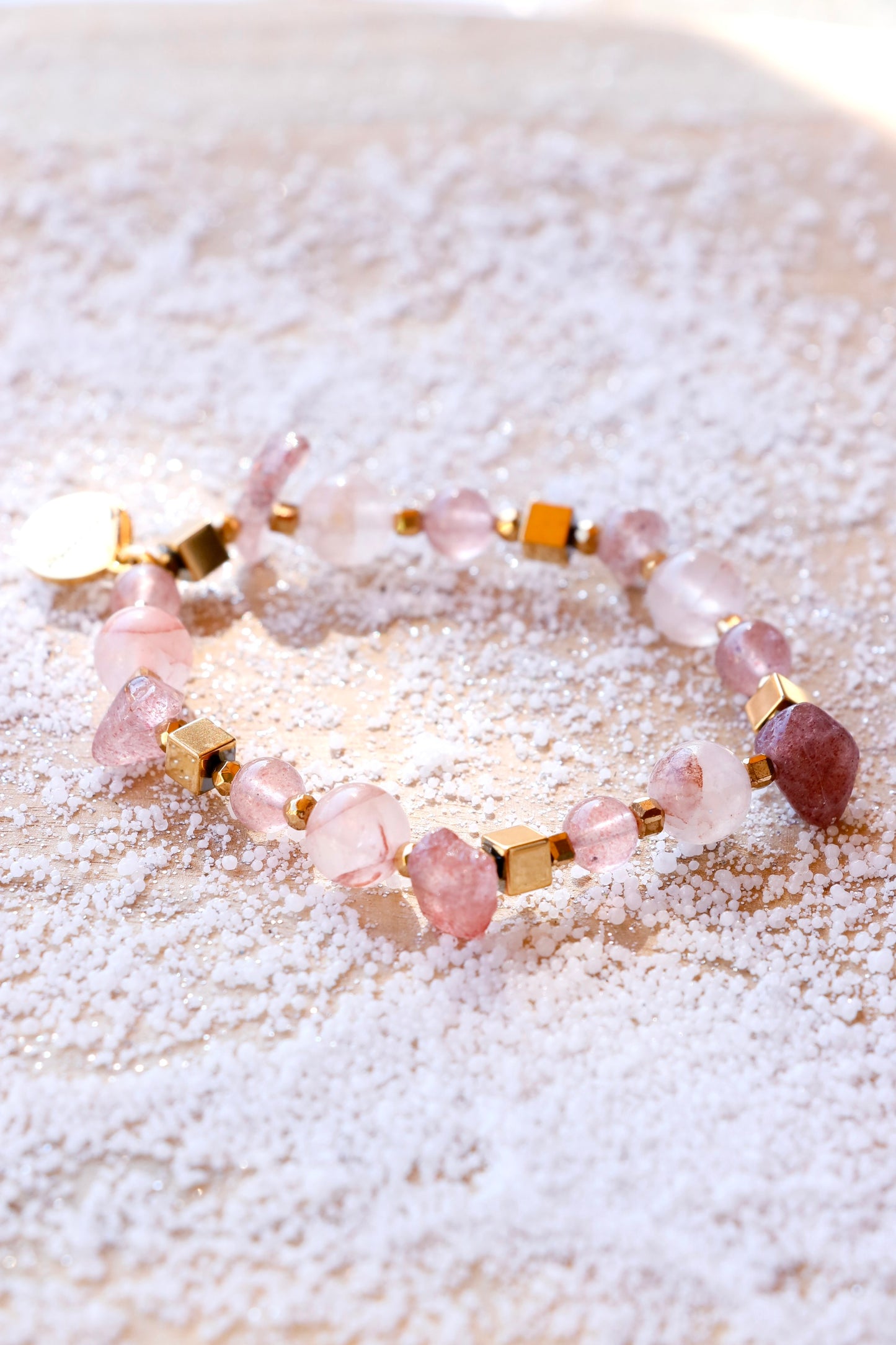 Bracelet simple RASA en Quartz Framboise – Joie de vivre, Douceur & Amour de soi