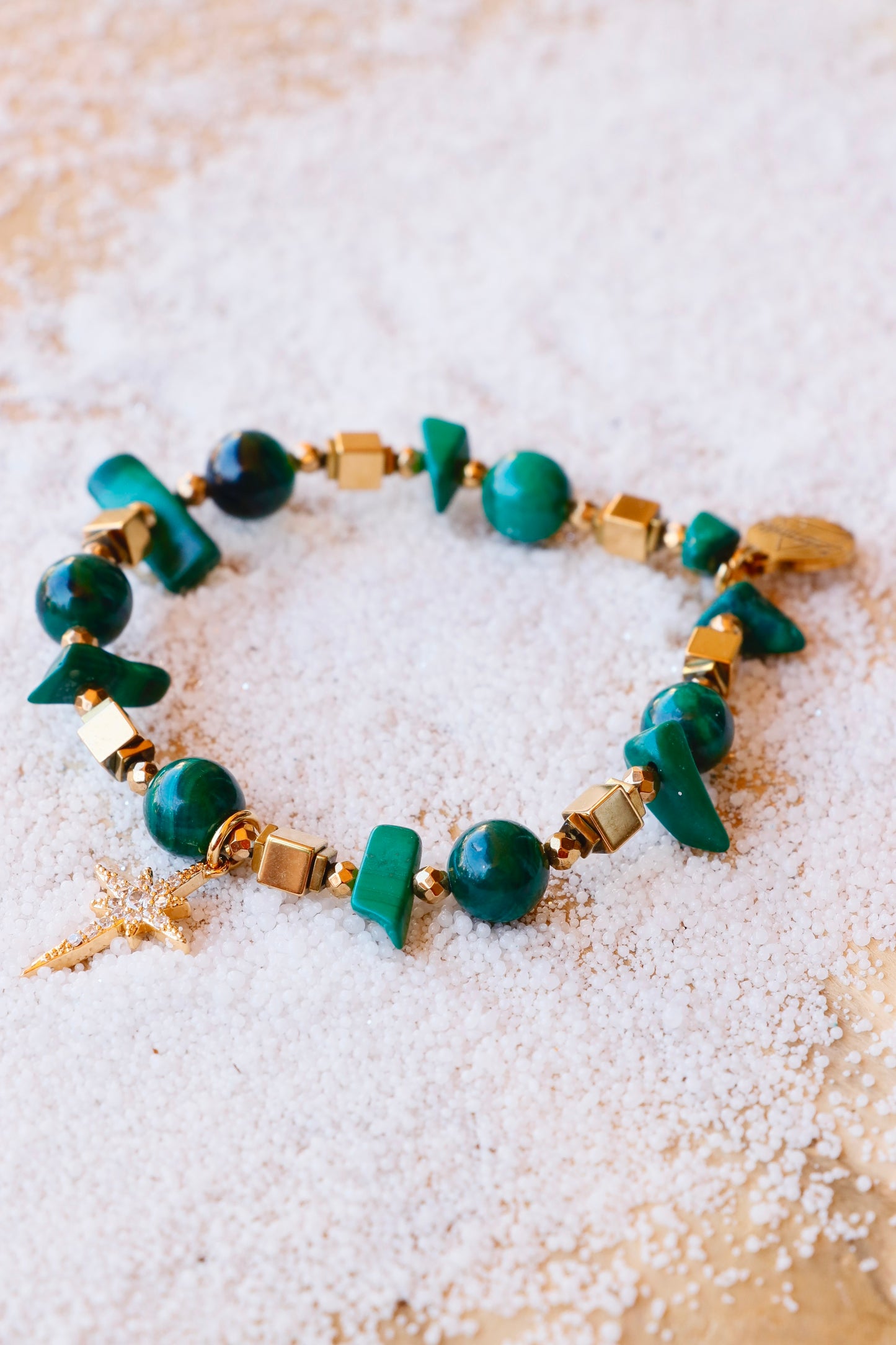 Bracelet PARIVARTANA en Malachite pendentif Étoile d’Orion – Transformation & Guérison du Corps