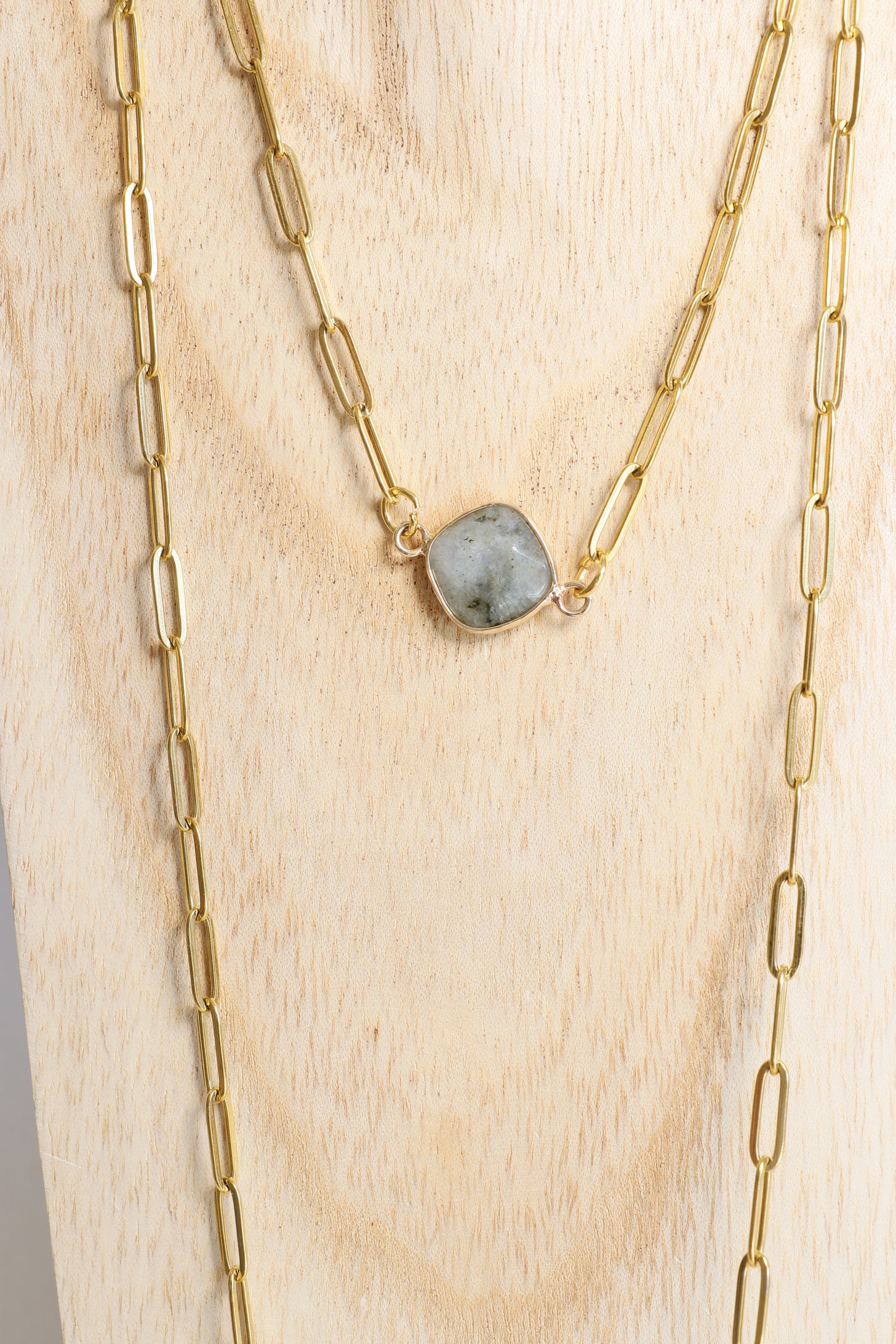 Collier écharpe Maya en Labradorite Protection & Régénération Énergétique pendentifs cœurs