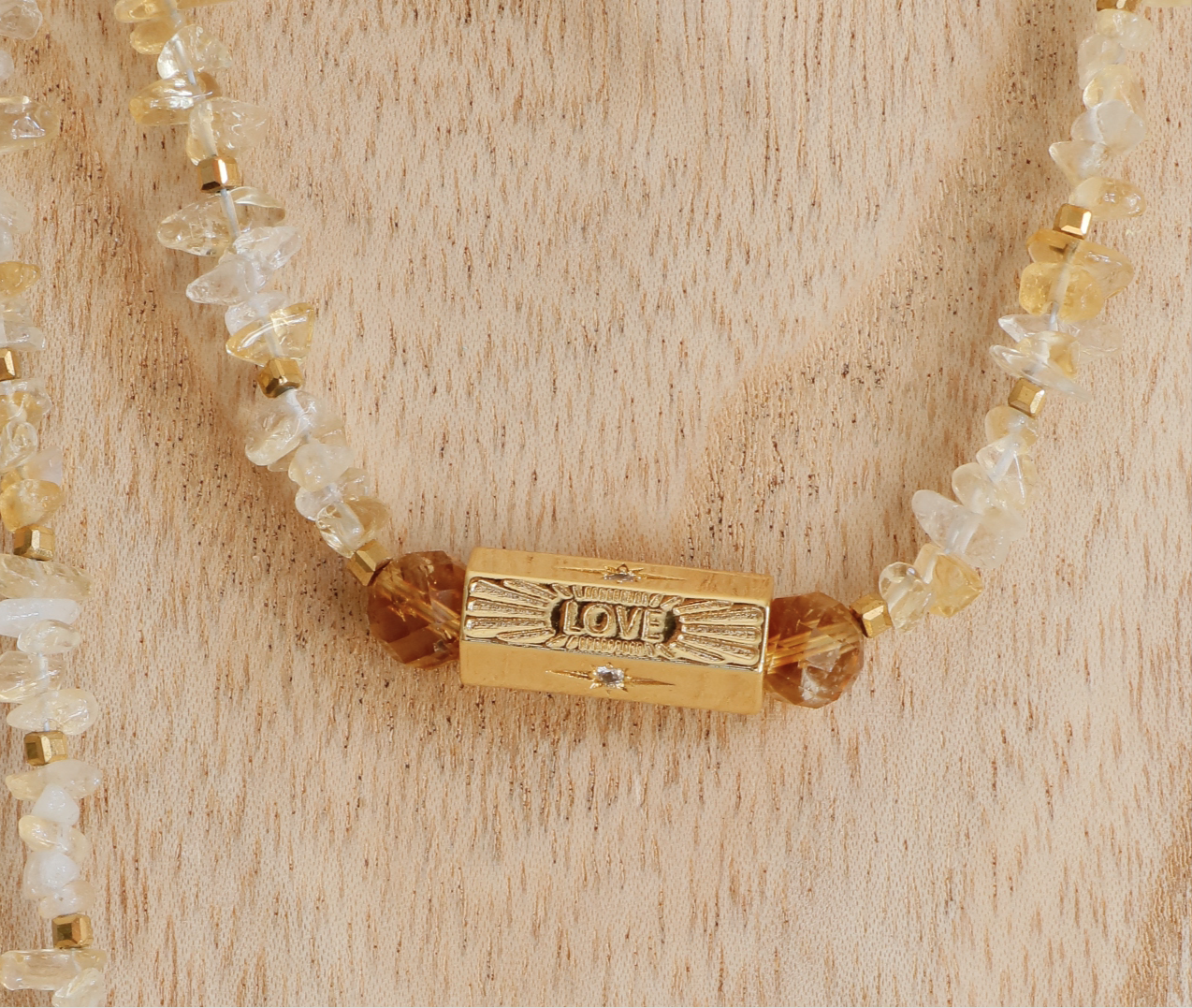 Collier écharpe LAKSHMI Abondance & Énergie Positive en Citrine pendentifs cœur