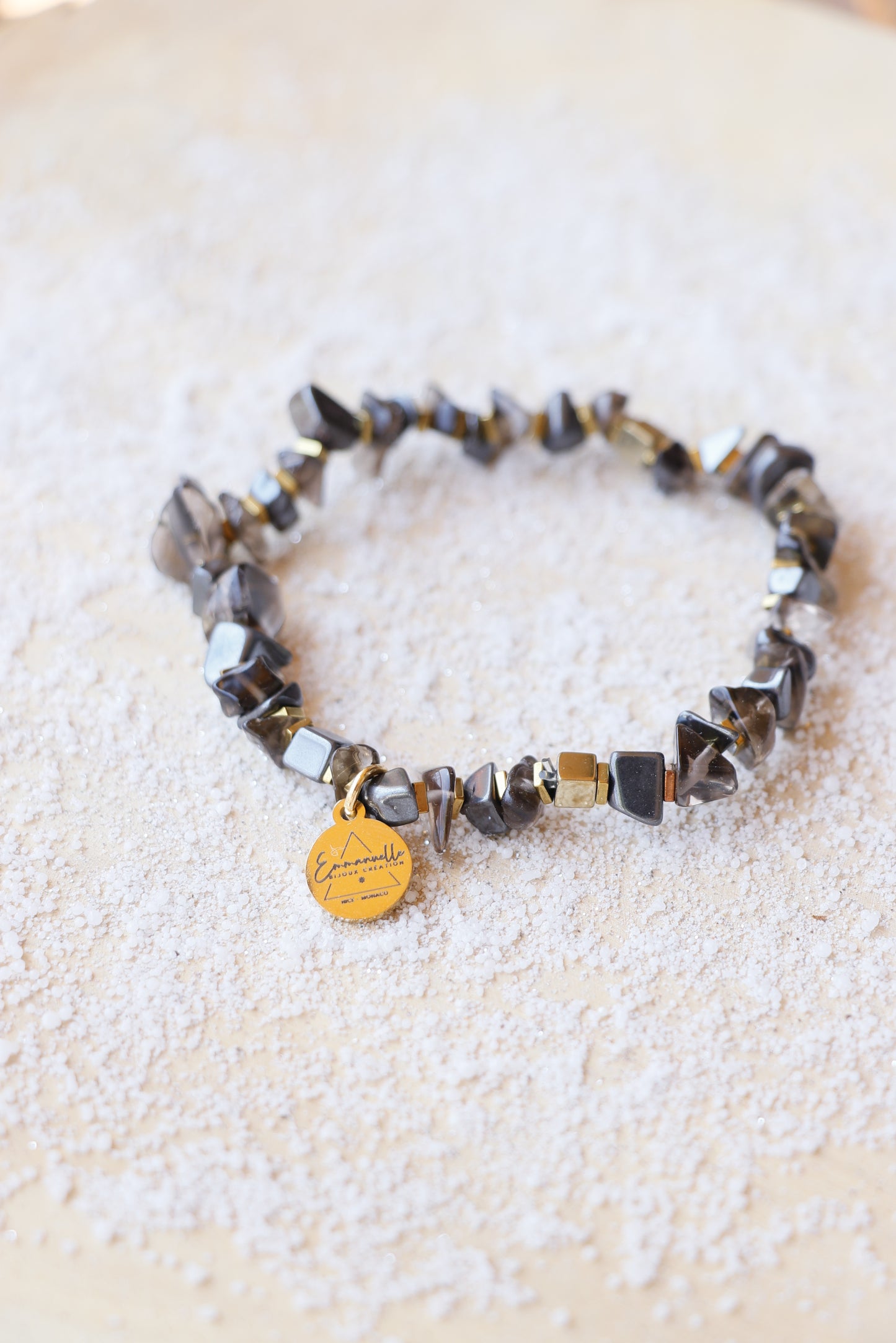 Bracelet KSHANTI en Quartz Fumé et hématite naturelle – Clarté intérieure & Ancrage émotionnel