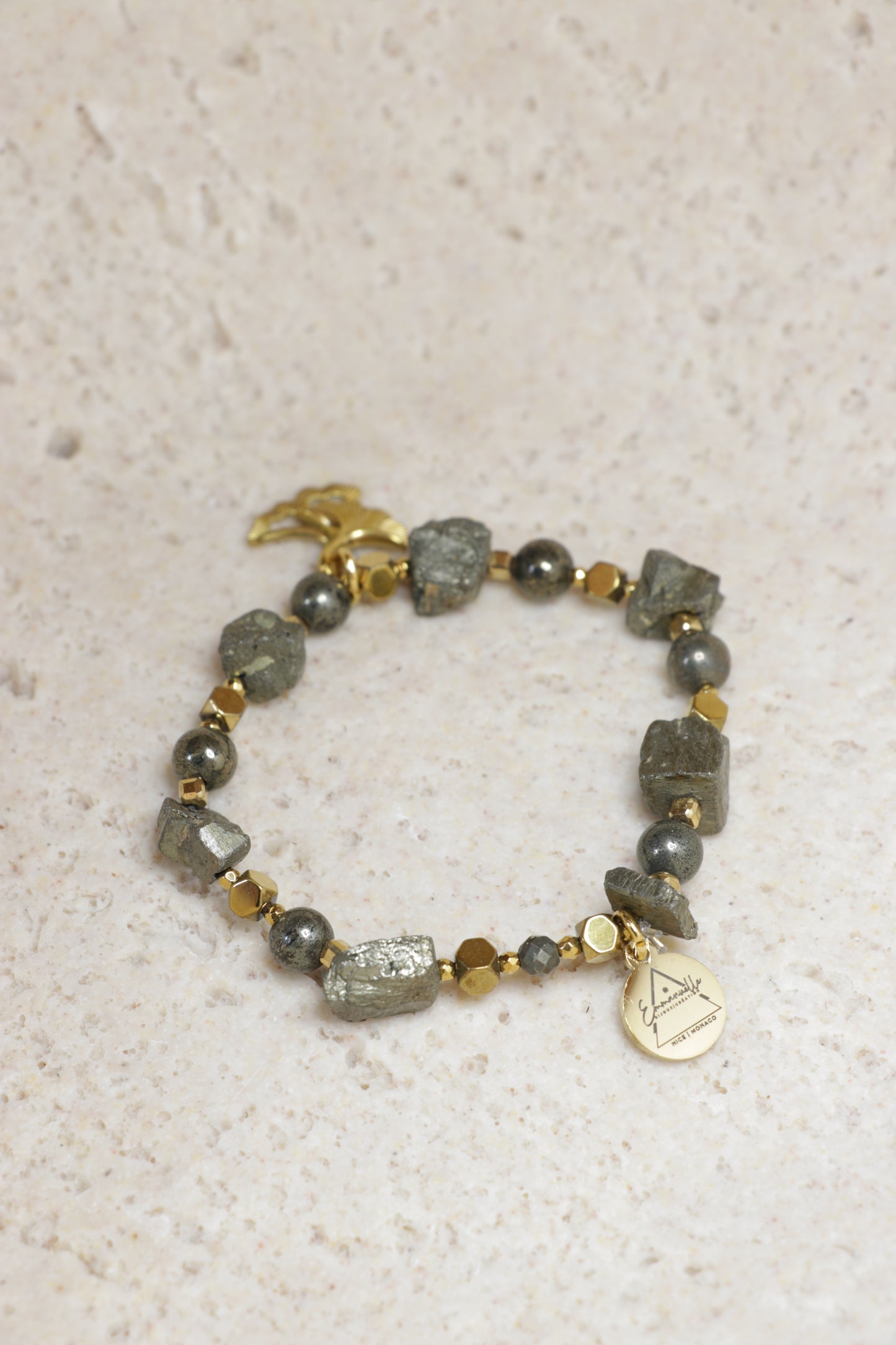 Bracelet VIBHUTI en Pyrite 🜂 Je prends ma place et je transforme en valeur ce que je fais
