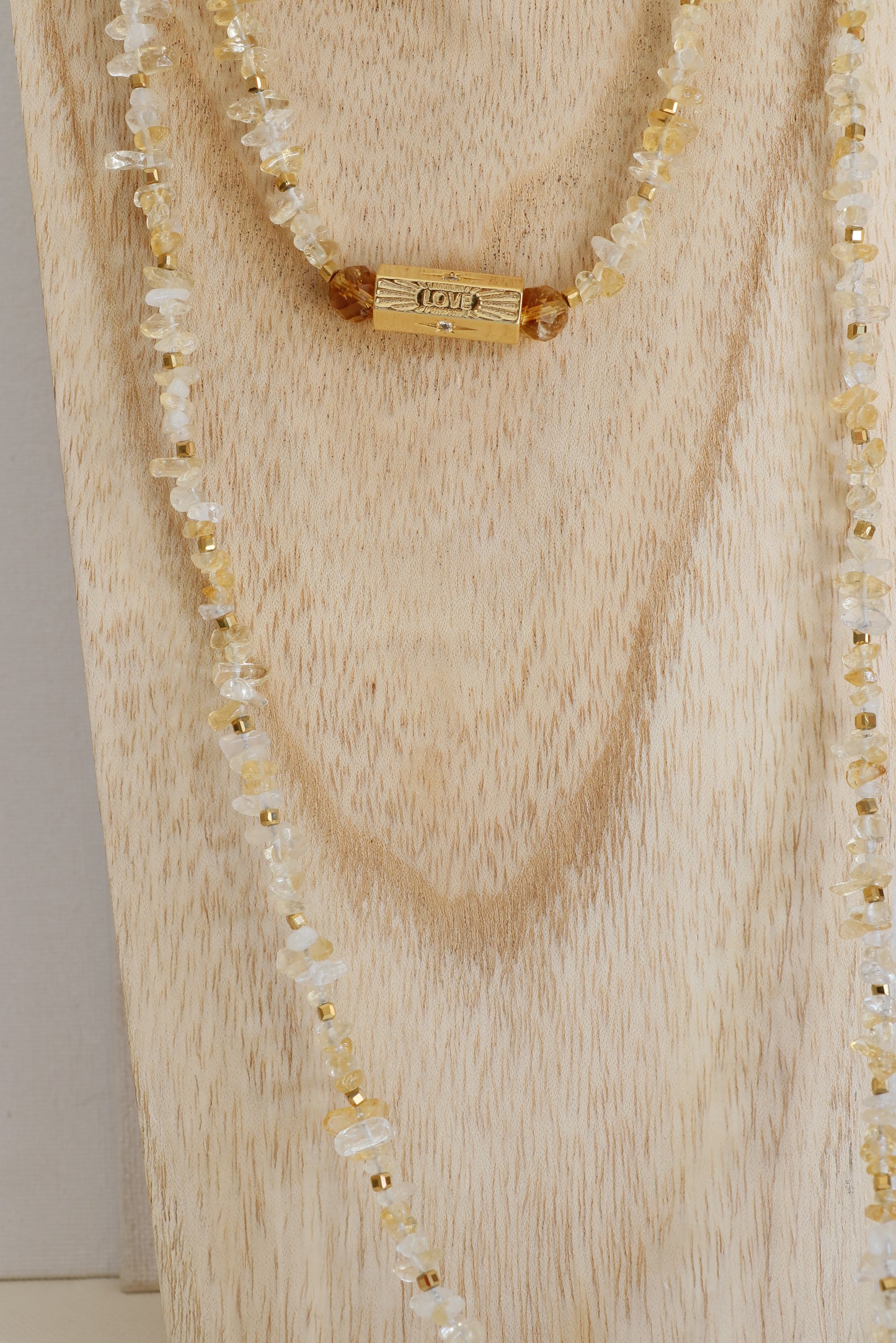 Collier écharpe LAKSHMI Abondance & Énergie Positive en Citrine pendentifs cœur