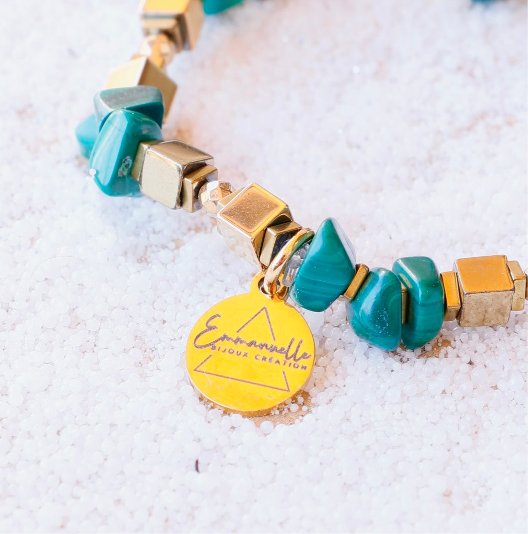 Bracelet PARIVARTANA en Malachite – Transformation & Guérison du Corps