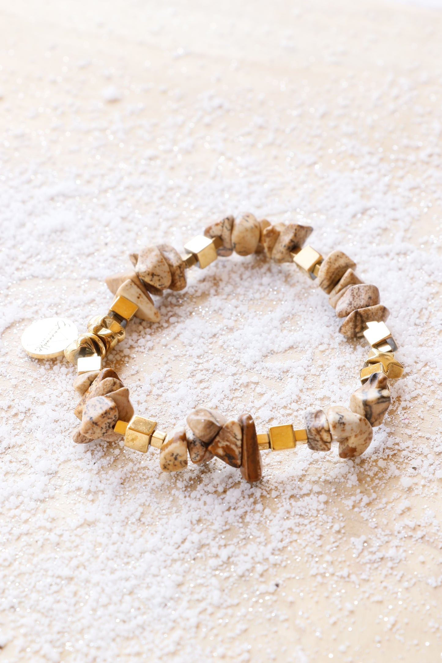 Bracelet PRITHVI et étoile – Stabilité & Connexion à la Nature en Jaspe Paysage