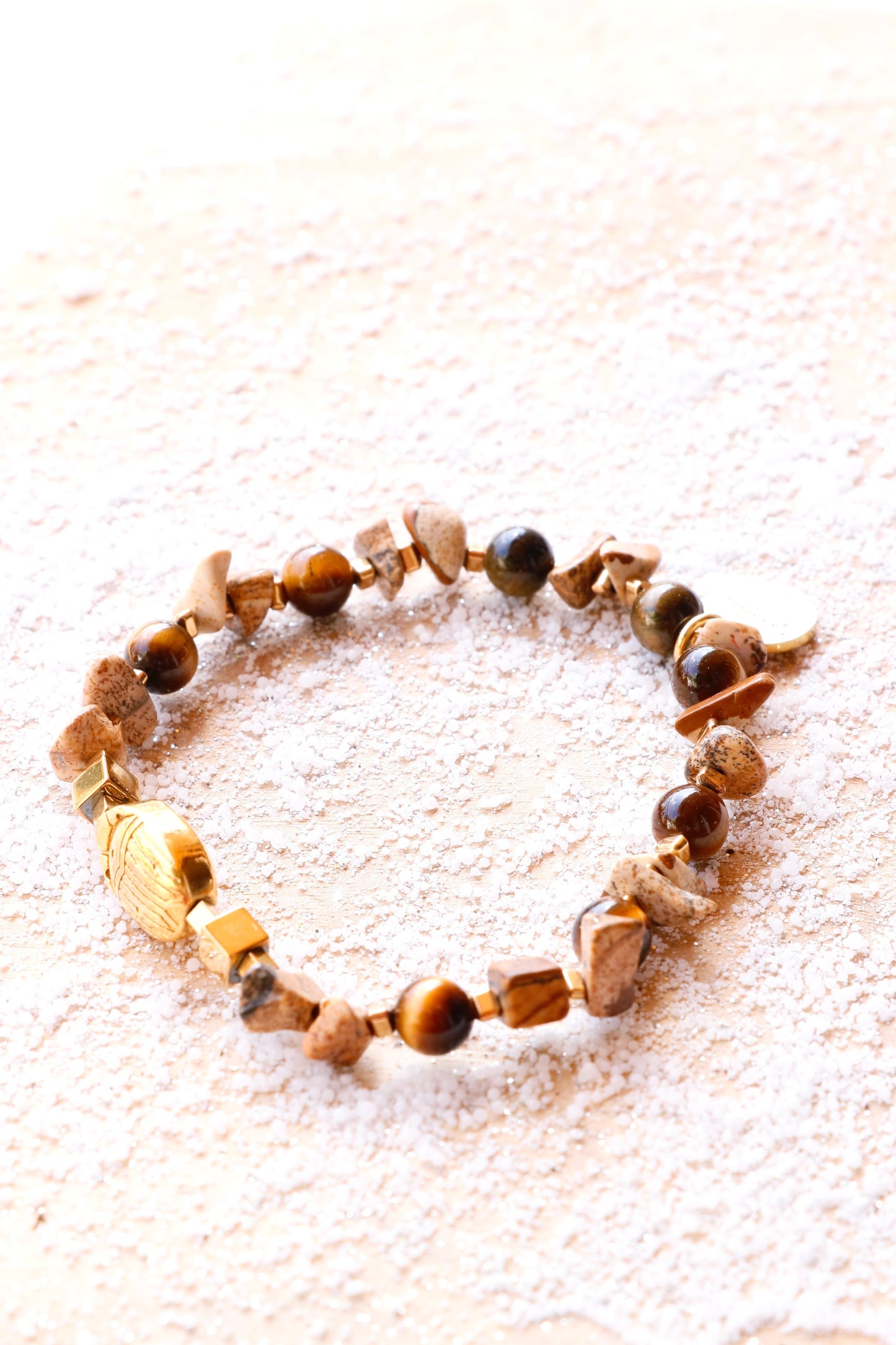 Bracelet PRITHVI Scarabée – Stabilité & Connexion à la Nature en Jaspe Paysage