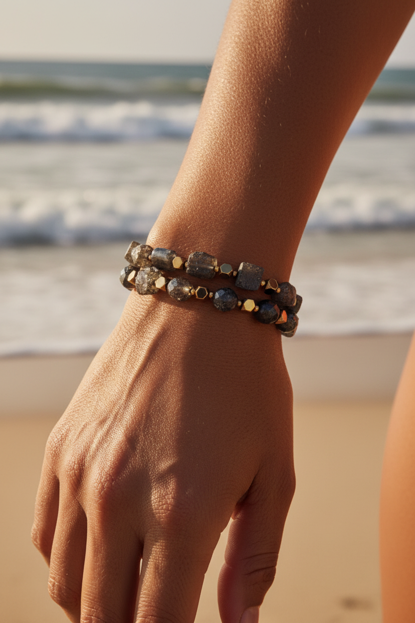 Bracelet VIBHUTI – Force Intérieure & Rayonnement Personnel en Pyrite