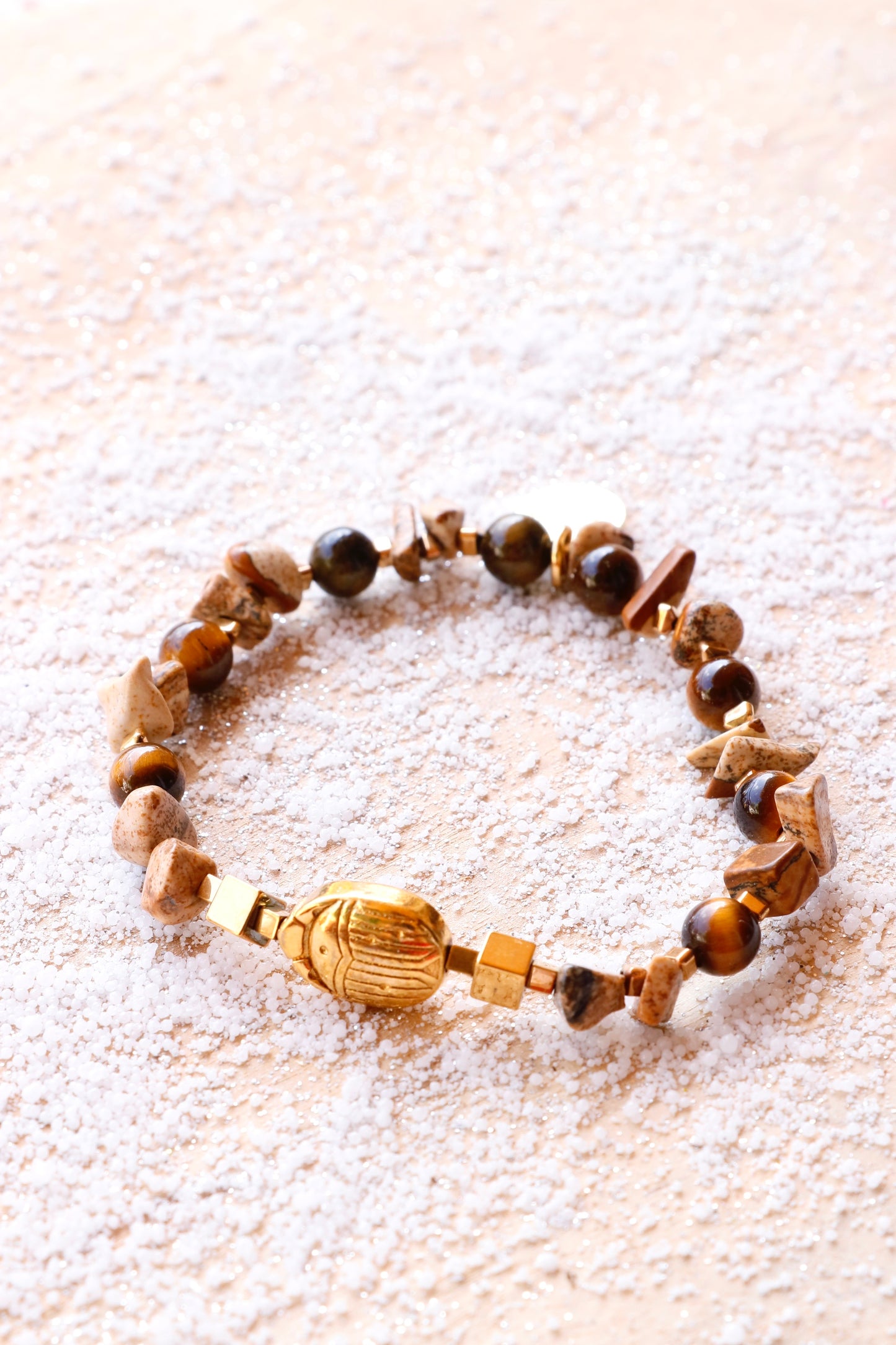 Bracelet PRITHVI Scarabée – Stabilité & Connexion à la Nature en Jaspe Paysage
