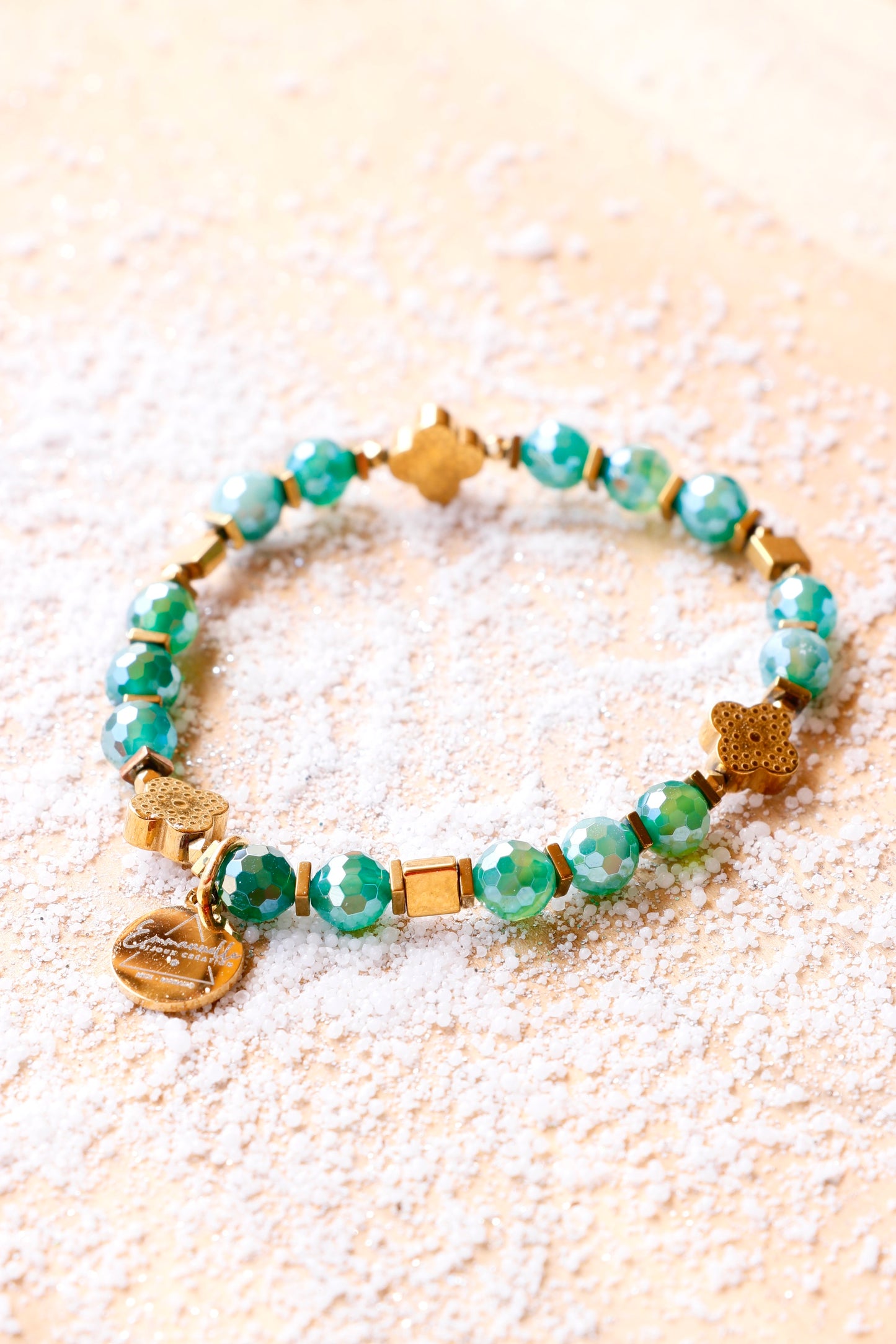 Bracelet SHANTI en Agate Émeraude – Stabilité & Sérénité