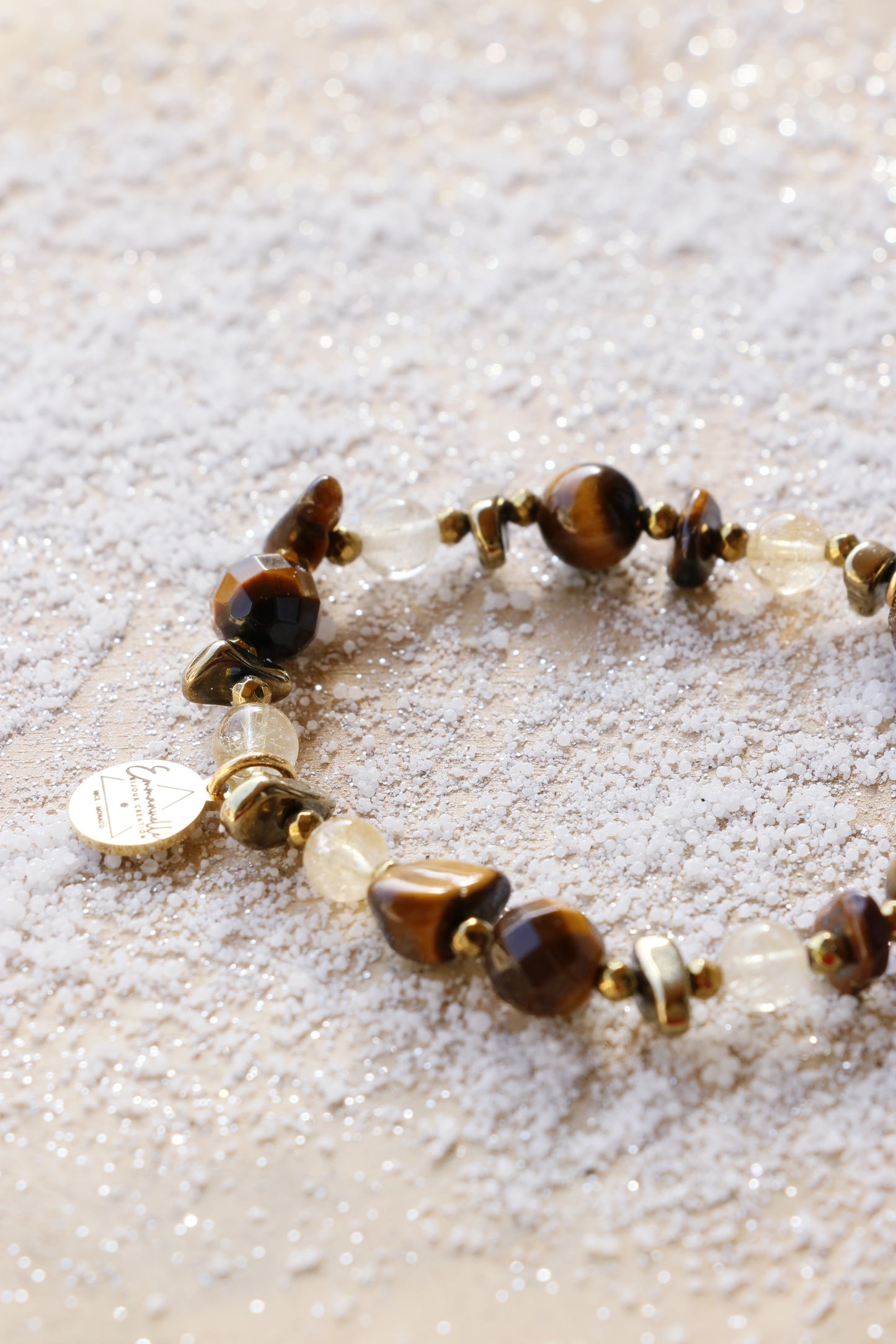 Bracelet VIRYA Confiance & Protection en Oeil de Tigre pendentif boussole