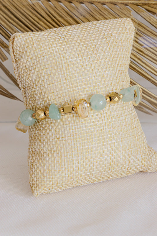 Bracelet SAMATA pour la Chance et l'Harmonie en Aventurine et pépites de Citrine