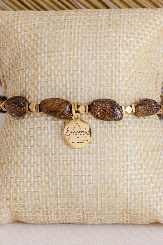 Bracelet SADHANA Protection & Stabilité en Bronzite - COLLECTION WHITE PEARL