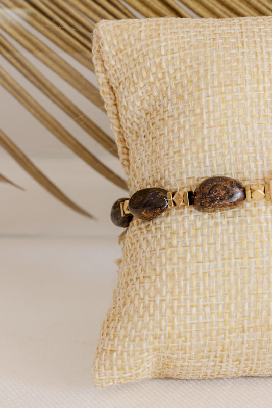 Bracelet SADHANA Protection & Stabilité en Bronzite - COLLECTION WHITE PEARL