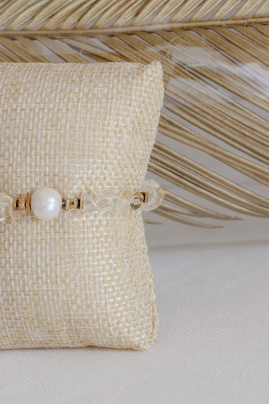 Bracelet LAKSHMI Collection White Pearl - Abondance & Énergie Positive en Citrine