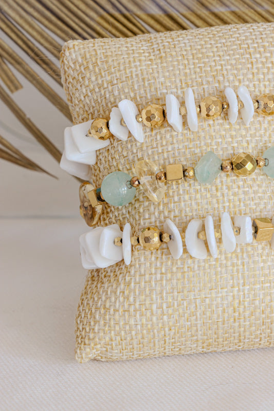Bracelet SAMATA pour la Chance et l'Harmonie en Aventurine et pépites de Citrine