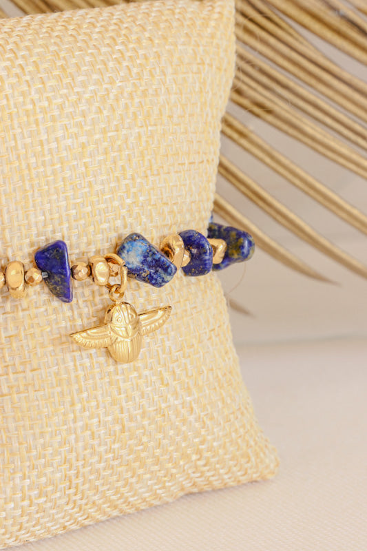 Bracelet scarabée JNANA Intuition & Communication en Lapis Lazuli