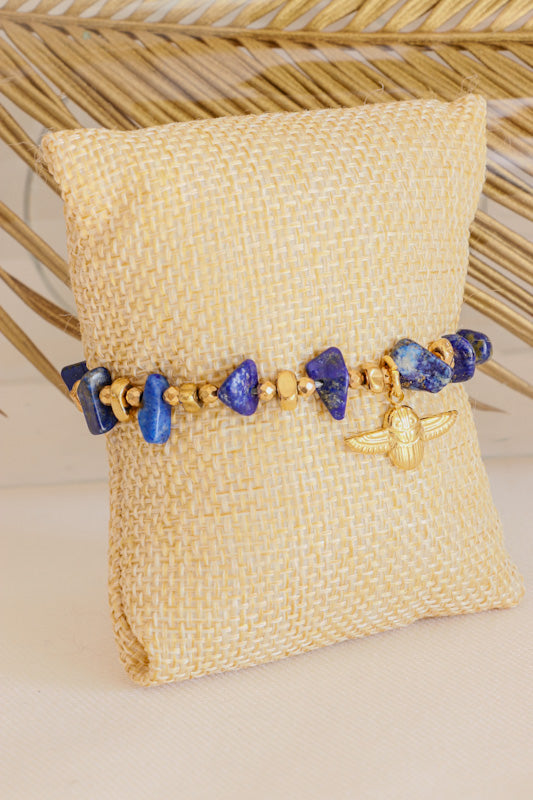 Bracelet scarabée JNANA Intuition & Communication en Lapis Lazuli