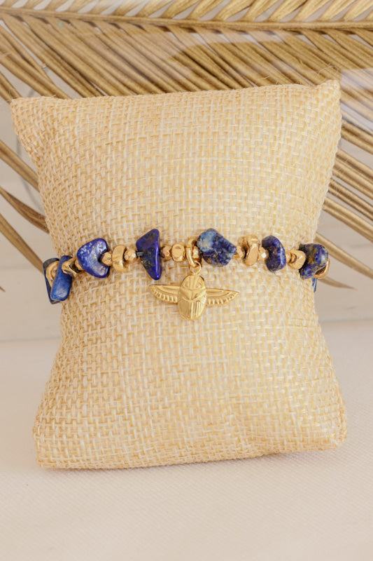 Bracelet scarabée JNANA Intuition & Communication en Lapis Lazuli