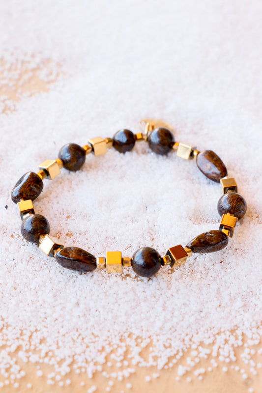 Bracelet simple SADHANA – Protection & Stabilité en Bronzite