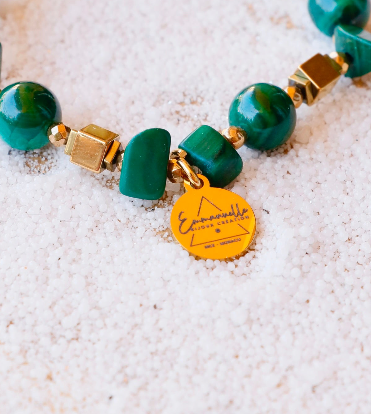 Bracelet PARIVARTANA en Malachite pendentif croix égyptienne – Transformation & Guérison du Corps