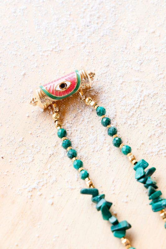 Collier Tour de Cou PARIVARTANA – Transformation & Guérison du Corps en Malachite