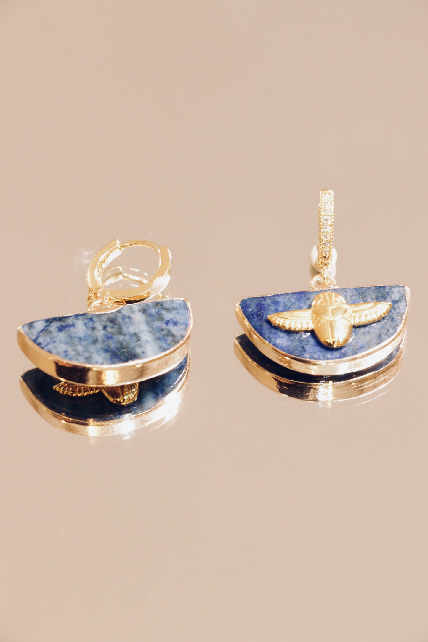 Boucle d’oreille JÑĀNA en Lapis Lazuli – Intuition & Communication Authentique