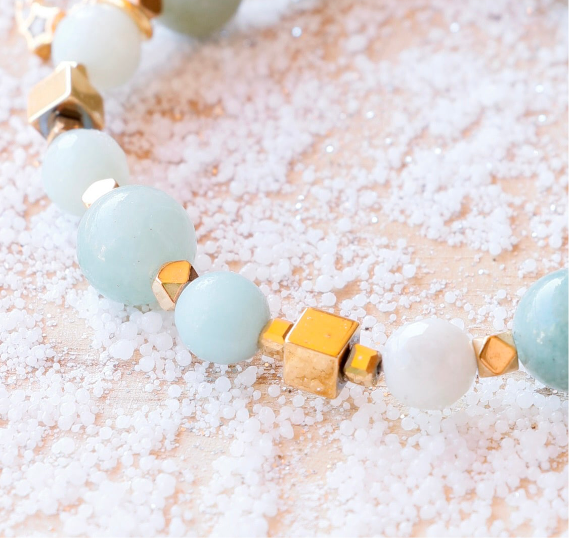 Bracelet SARASVATI en Amazonite  – Communication apaisée & Harmonie intérieure
