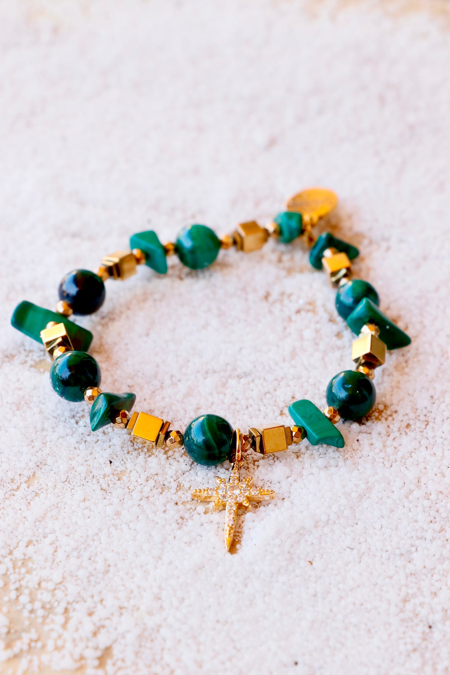 Bracelet PARIVARTANA en Malachite pendentif Étoile d’Orion – Transformation & Guérison du Corps