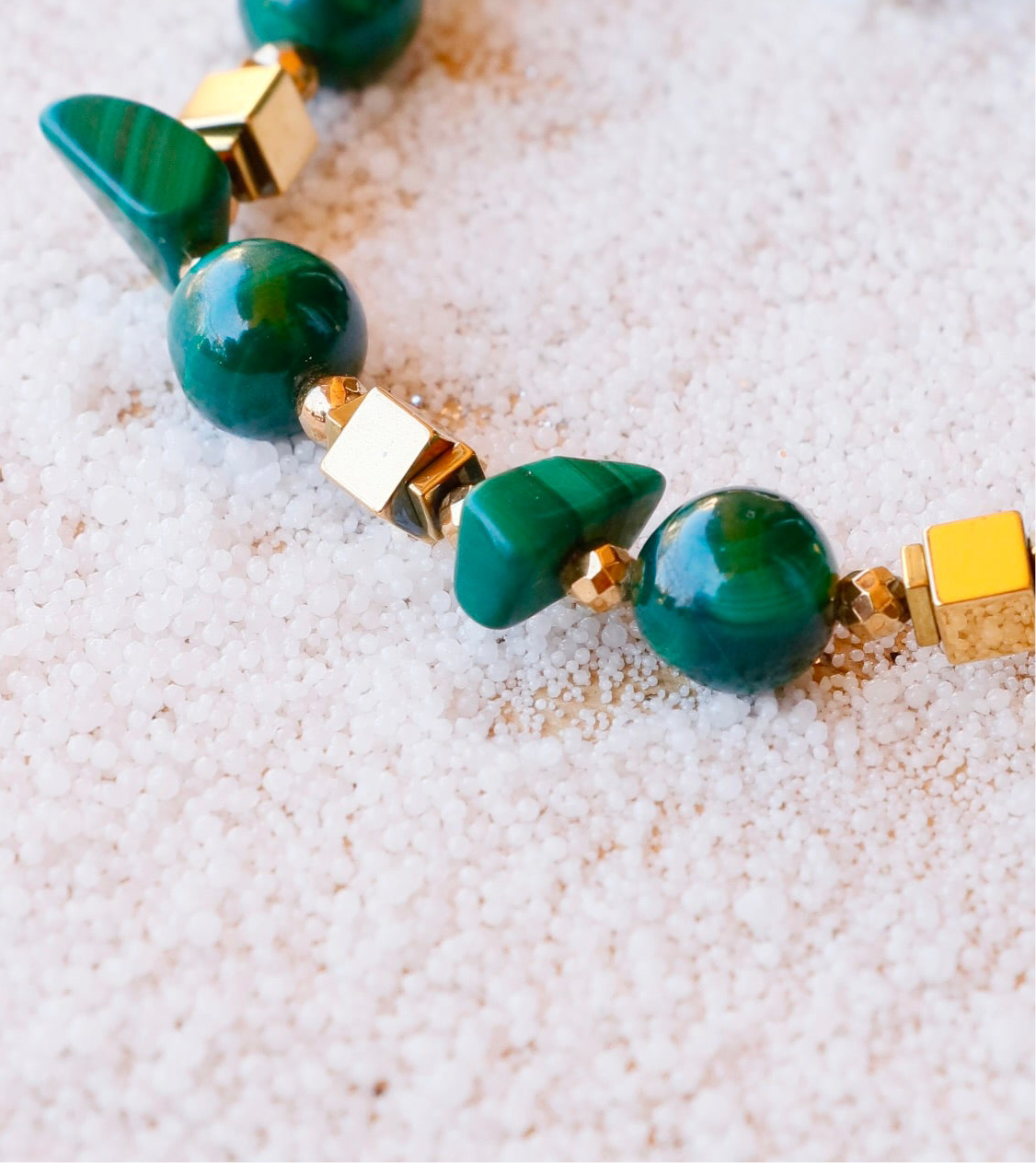 Bracelet PARIVARTANA en Malachite pendentif croix égyptienne – Transformation & Guérison du Corps