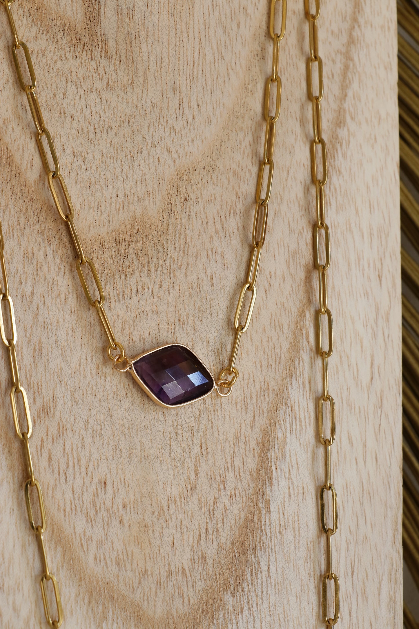 Collier écharpe Mantra Apaisement & Clarté Mentale en Amethyste pendentifs scarabée