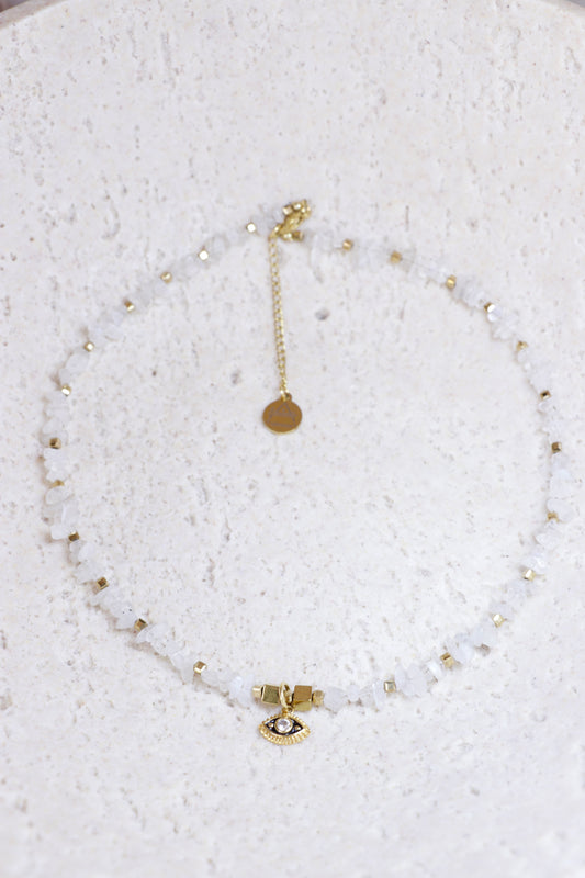 SILENCE - Collier Tour de Cou Signature en Pierre de Lune I APAISEMENT