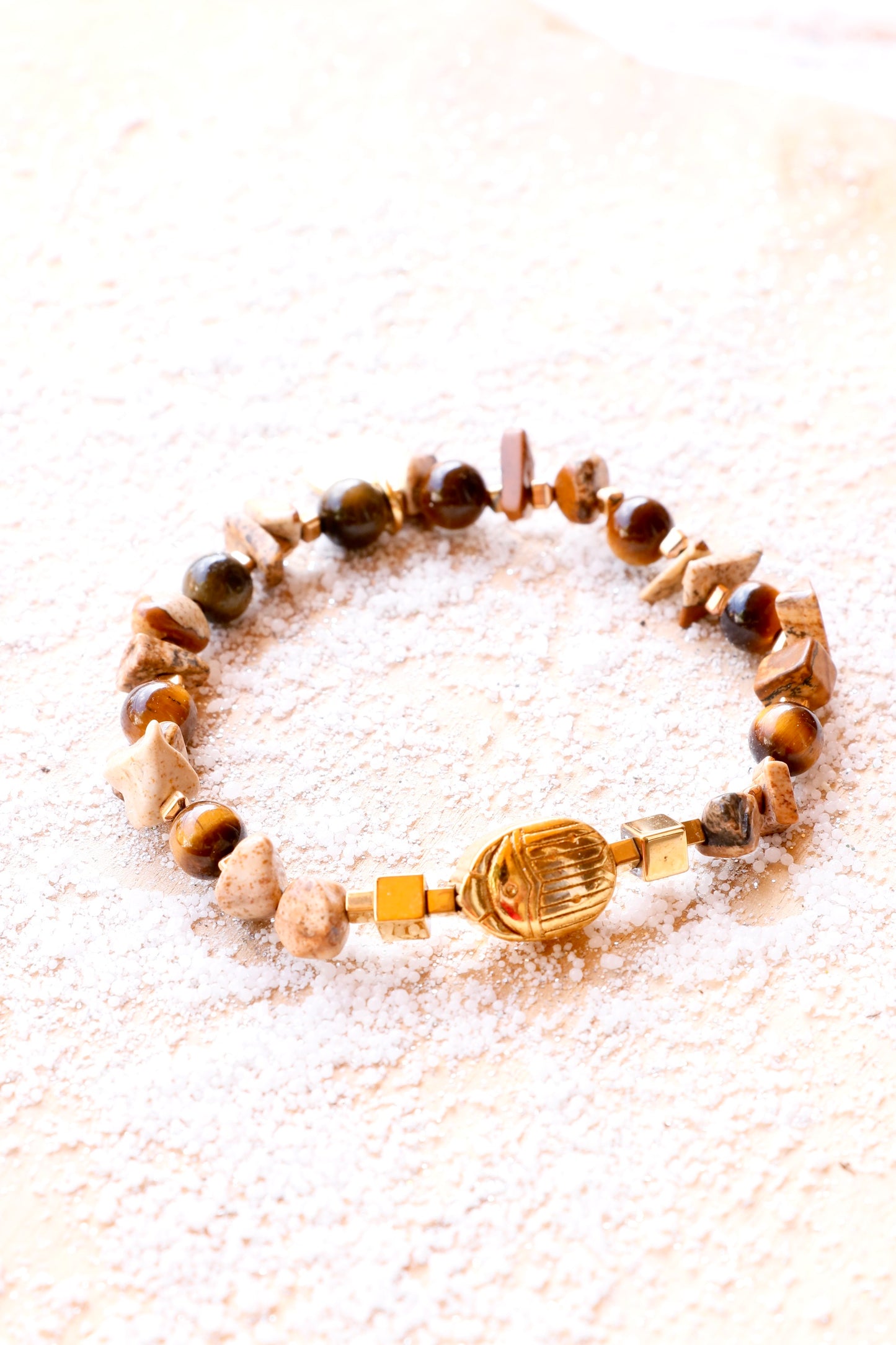 Bracelet PRITHVI Scarabée  – Stabilité & Connexion à la Nature en Jaspe Paysage