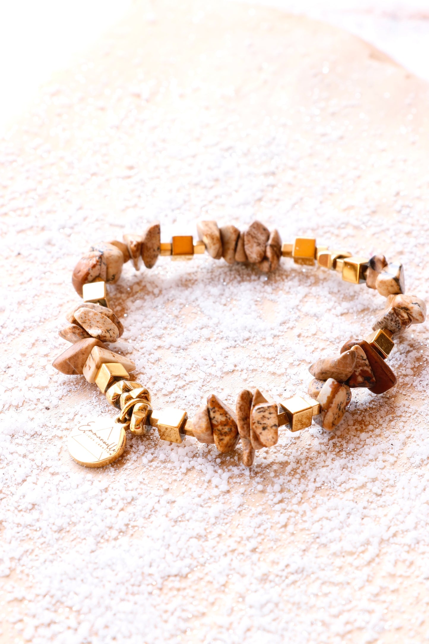Bracelet PRITHVI et étoile – Stabilité & Connexion à la Nature en Jaspe Paysage