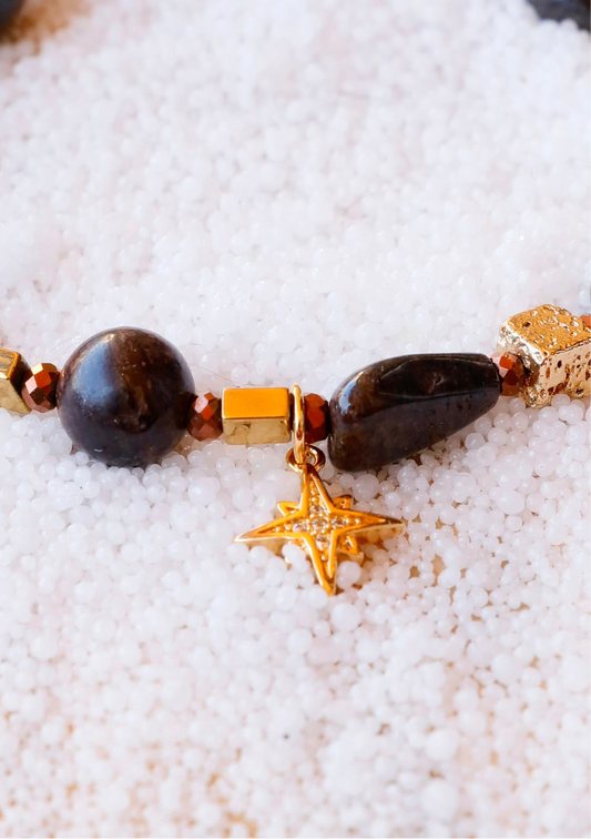 Bracelet SADHANA pendentif étoile – Protection & Stabilité en Bronzite