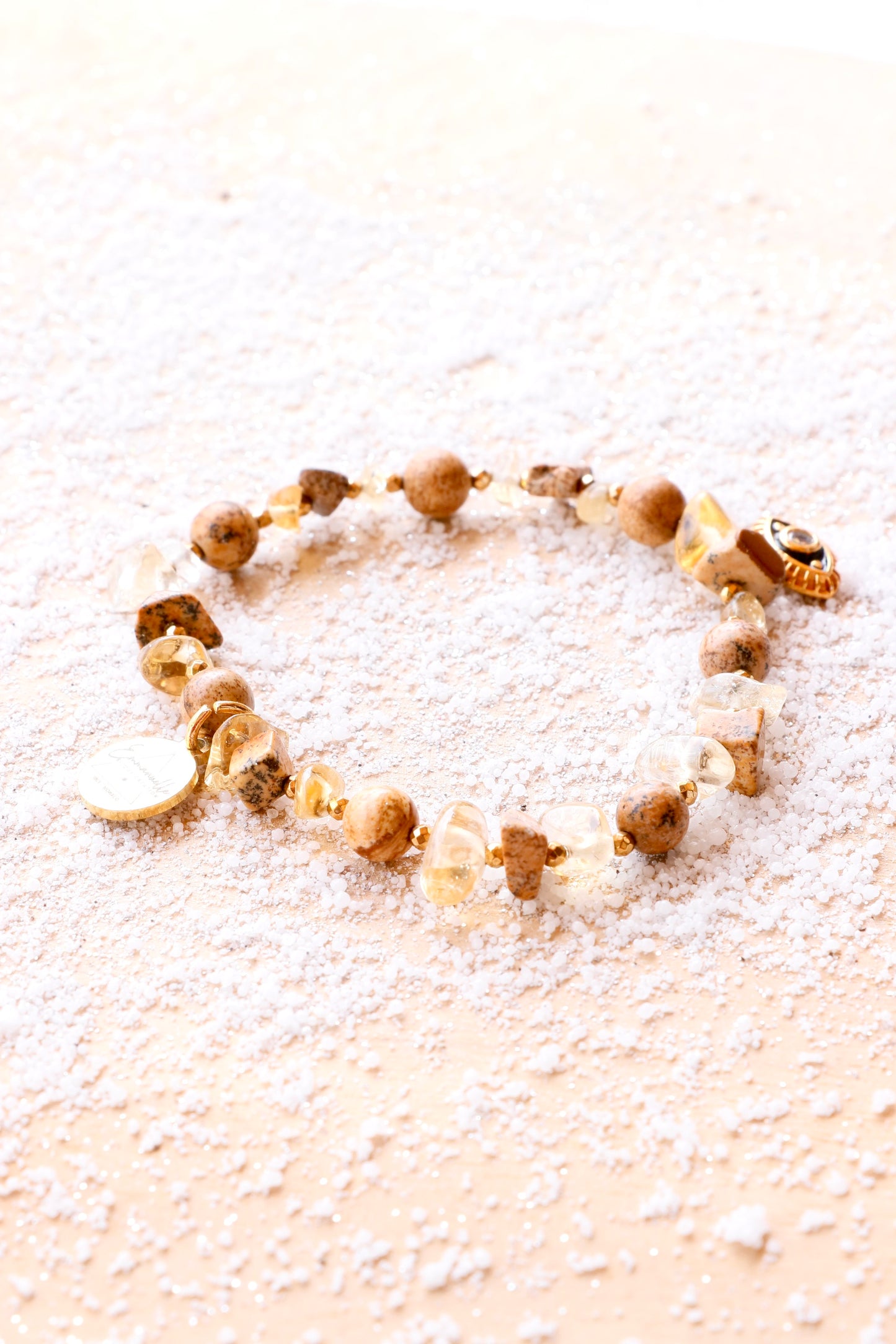 Bracelet PRITHVI & Œil de Protection en Jaspe Paysage – Stabilité & Connexion à la Nature