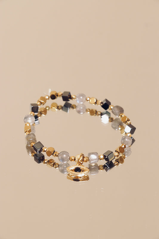 Bracelet MAYA Oeil de Protection, stabilisation émotionnelle & régénération Énergétique en Labradorite