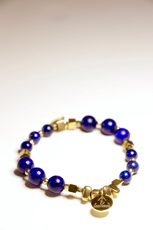 Bracelet SATYA pendentif œil de protection en Lapis Lazuli ✧︎ Je parle avec calme et confiance