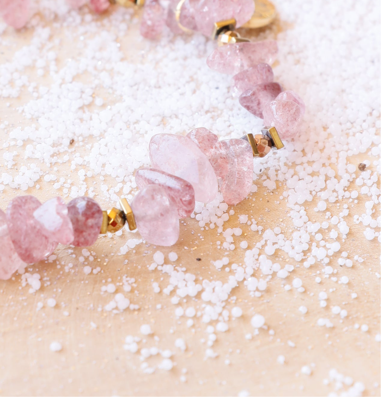Bracelet RASA en Quartz Framboise et perle de culture – Joie de vivre, Douceur & Amour de soi