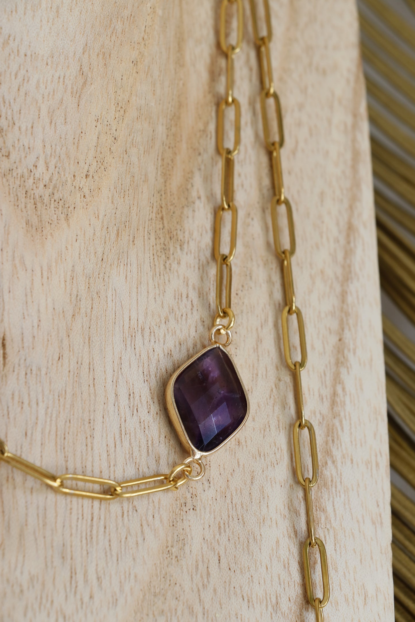 Collier écharpe Mantra Apaisement & Clarté Mentale en Amethyste pendentifs scarabée