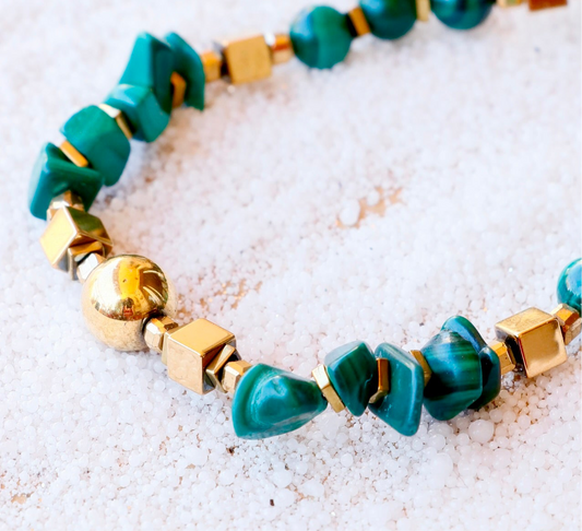 Bracelet PARIVARTANA en Malachite – Transformation & Guérison du Corps