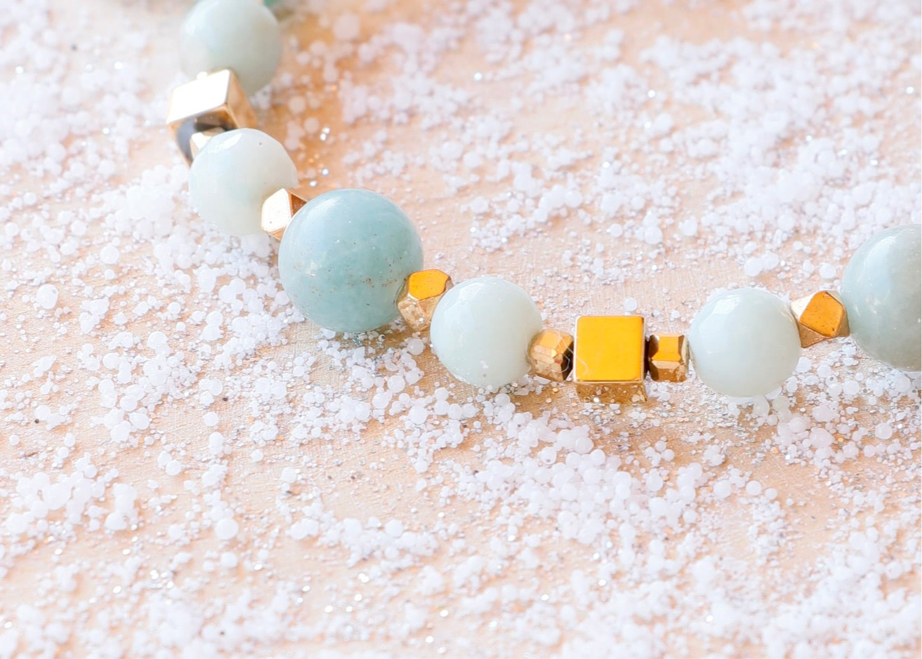 Bracelet SARASVATI en Amazonite  – Communication apaisée & Harmonie intérieure