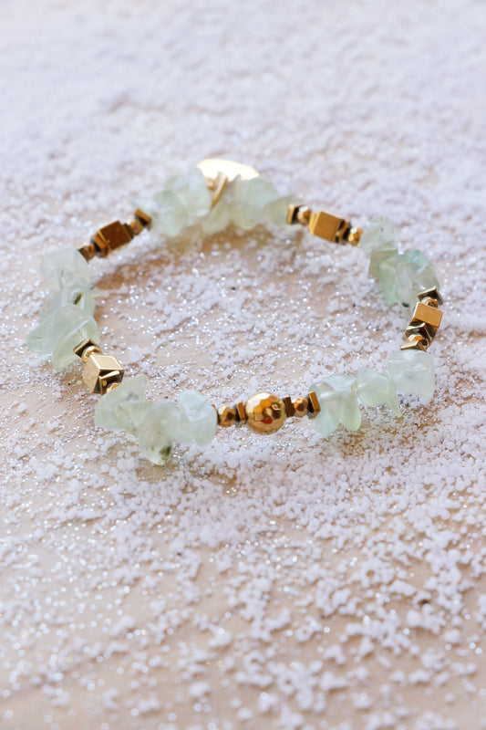 Bracelet HRIDAYA en Prénhite - Guérison émotionnelle & ouverture du cœur
