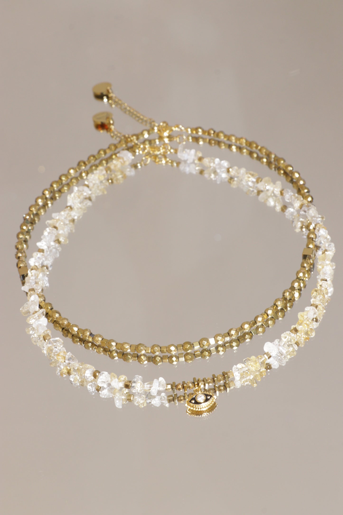 Collier Tour de cou LAKSHMI Abondance & Énergie Positive en Citrine pendentif œil de protection