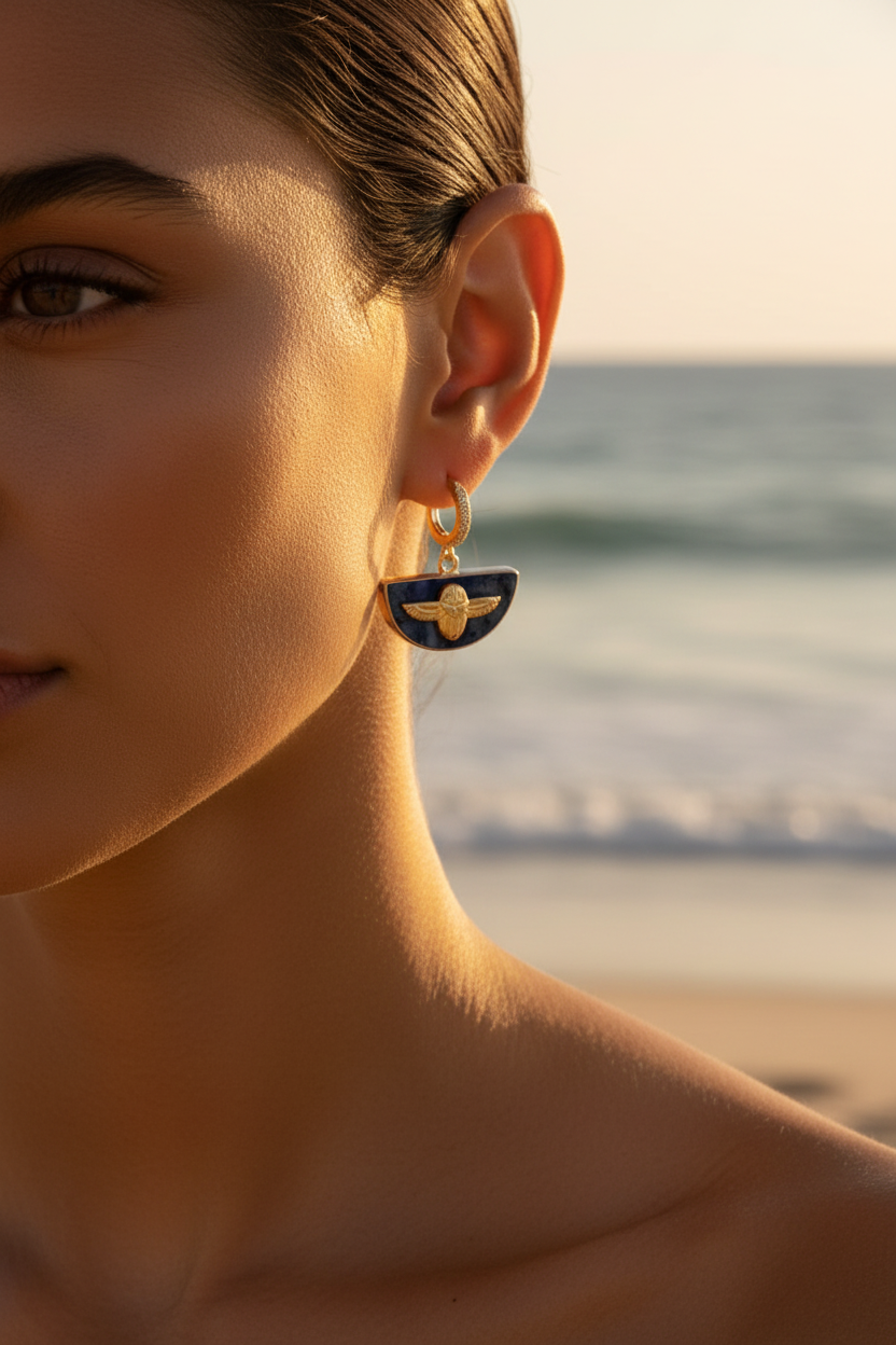 Boucle d’oreille JÑĀNA en Lapis Lazuli – Intuition & Communication Authentique