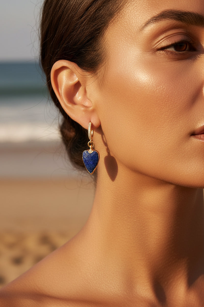 Boucle d’oreille JÑĀNA en Lapis Lazuli – Intuition & Communication Authentique