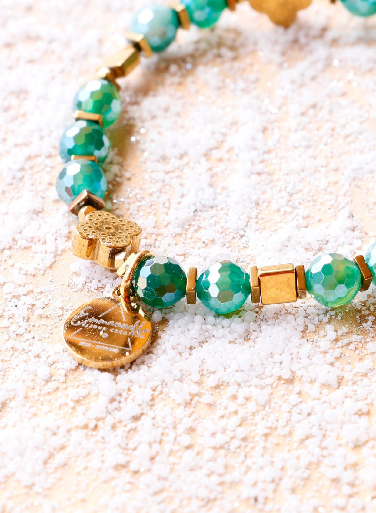 Bracelet SHANTI en Agate Émeraude – Stabilité & Sérénité