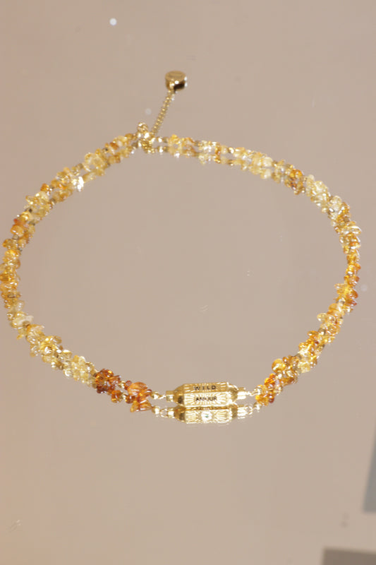 Collier Tour de cou LAKSHMI en citrine pendentif Cartouche LOVE/WILD ✧︎ J’attire et je manifeste l’abondance & les opportunités